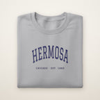 Hermosa Chicago Embroidered Crewneck — Navy Thread on Sport Grey