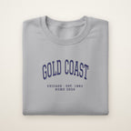 Gold Coast Chicago Home 2026 Embroidered Crewneck — Navy Thread on Sport Grey
