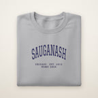 Sauganash Chicago Home 2026 Embroidered Crewneck — Navy Thread on Sport Grey