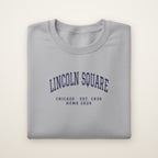 Lincoln Square Chicago Home 2026 Embroidered Crewneck — Navy Thread on Sport Grey