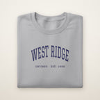 West Ridge Chicago Embroidered Crewneck — Navy Thread on Sport Grey