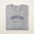 Printer's Row Chicago Embroidered Crewneck — Navy Thread on Sport Grey