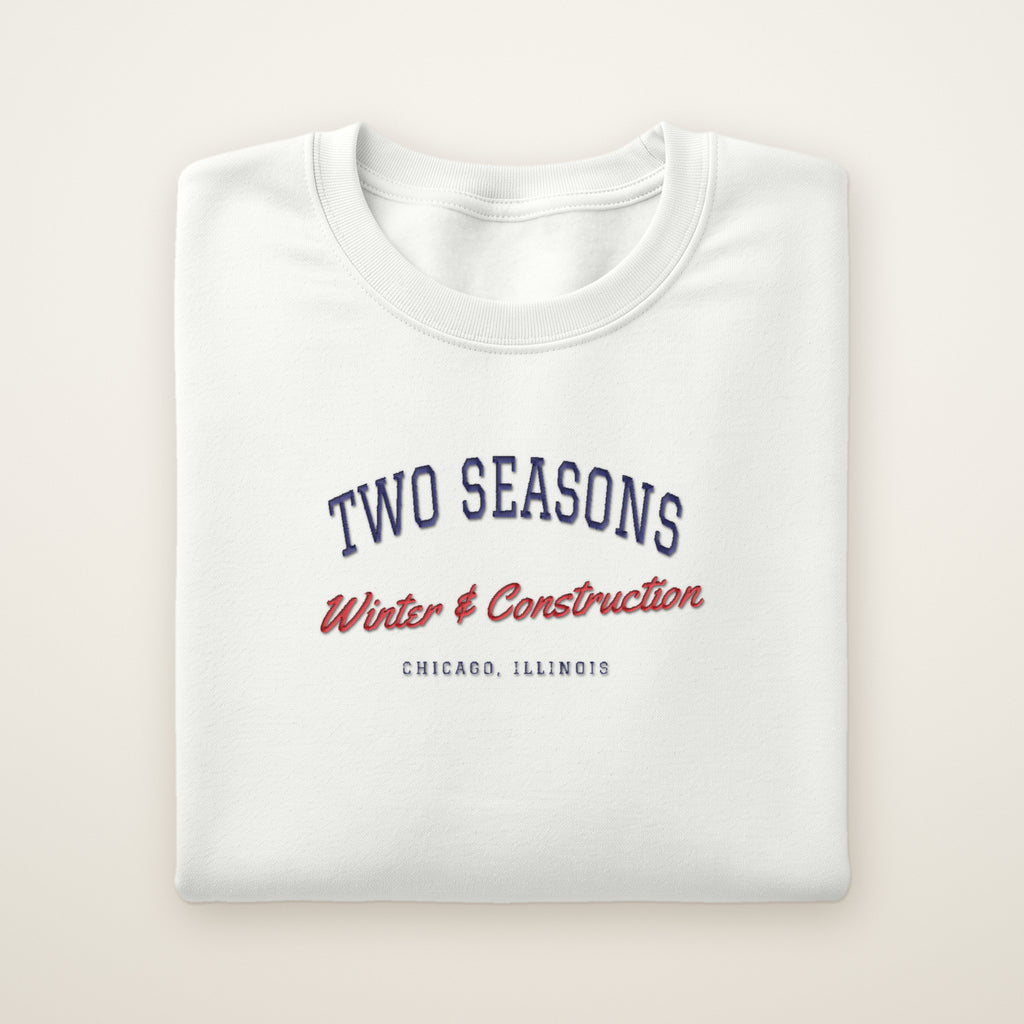 Two Seasons Chicago embroidered crewneck sweatshirt, White, navy and red embroidery