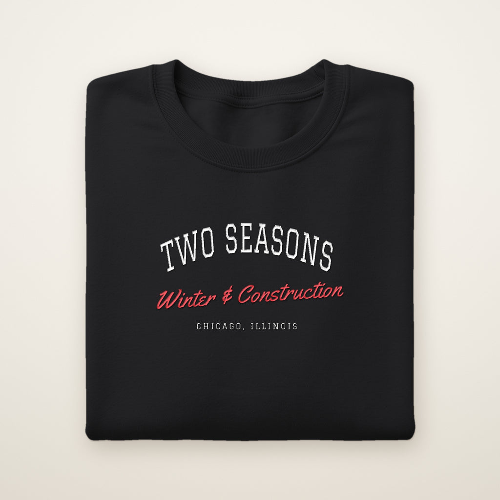 Two Seasons Chicago embroidered crewneck sweatshirt, Black, white and red embroidery