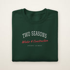 Two Seasons Chicago embroidered crewneck sweatshirt, Forest Green, white and red embroidery