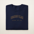 Ukrainian Village Chicago embroidered crewneck sweatshirt, Navy, gold embroidery