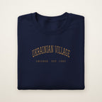 Ukrainian Village Chicago embroidered crewneck sweatshirt, Navy, gold embroidery