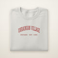 Ukrainian Village Chicago embroidered crewneck sweatshirt, Ash, red embroidery