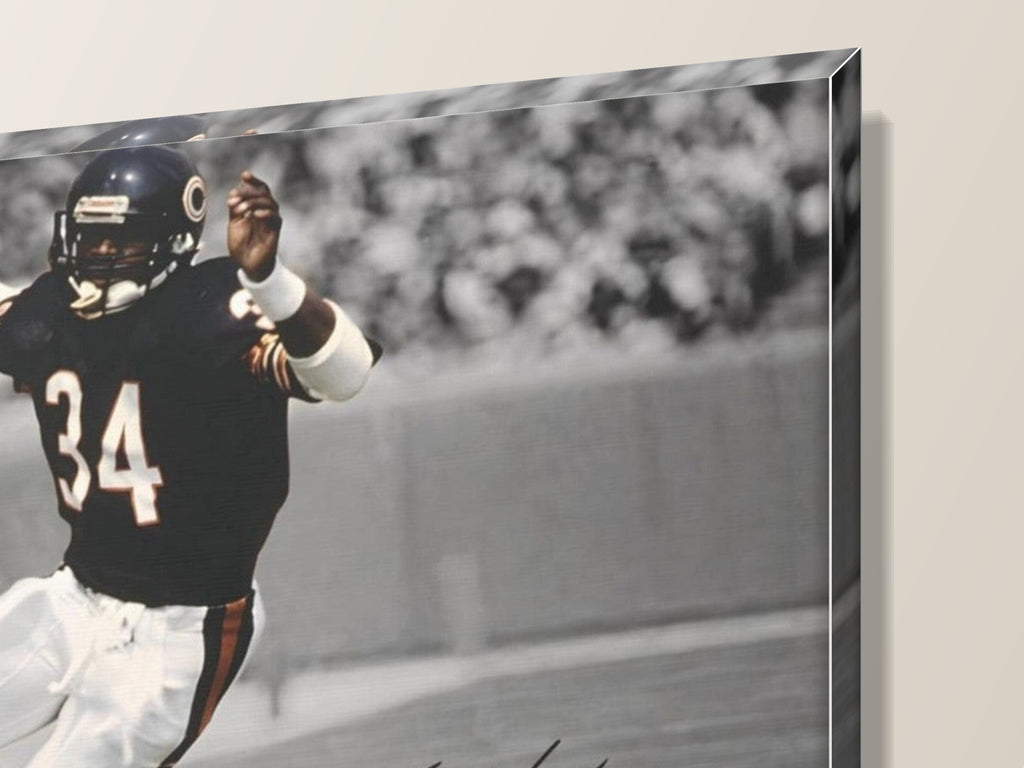 Walter Payton #34 Canvas Wall Art | Sweetness — close-up of the gallery-wrapped corner and 1.25-inch edge