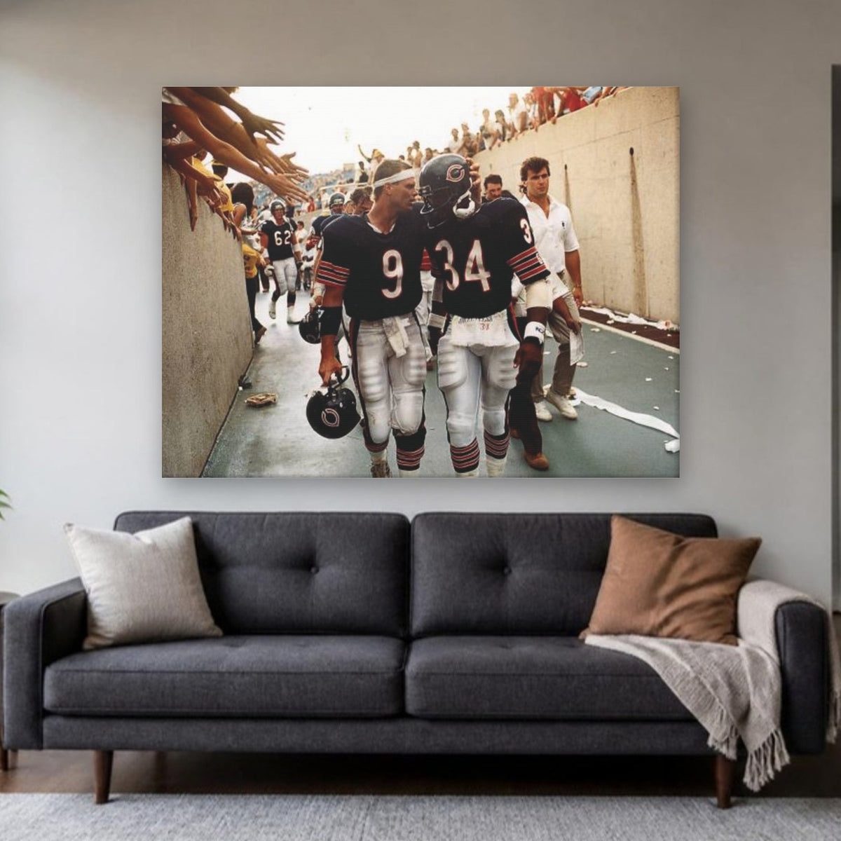 Walter Payton & Jim McMahon Canvas Wall Art in a living room