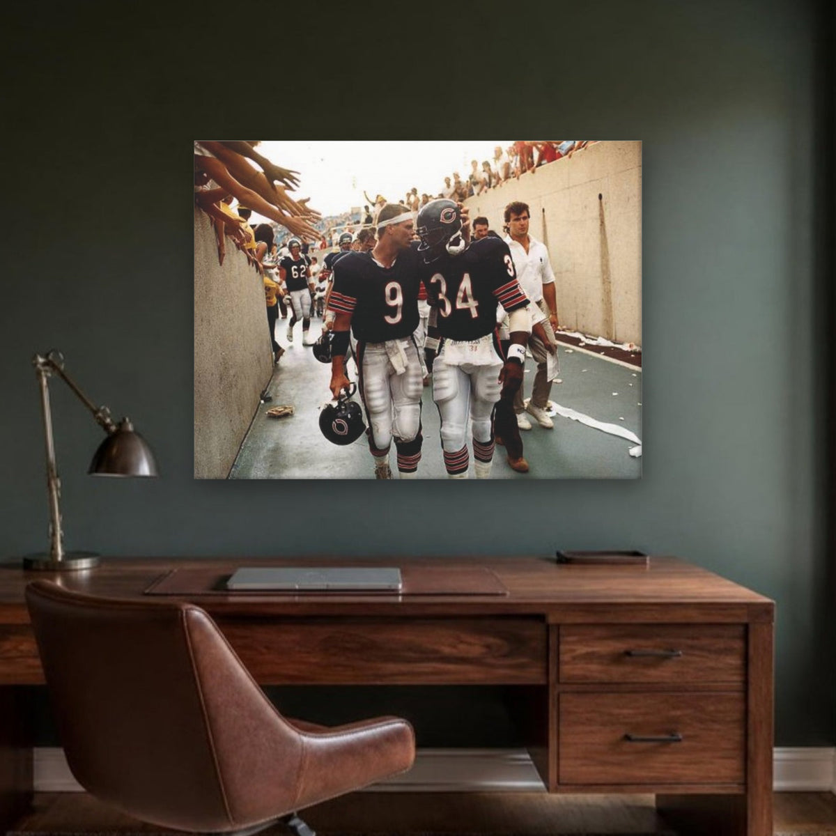 Walter Payton & Jim McMahon Canvas Wall Art in a home office