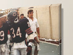 Walter Payton & Jim McMahon Canvas Wall Art — close-up of the gallery-wrapped corner and 1.25-inch edge