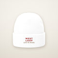 West Loop Chicago Embroidered Cuffed Beanie, Red Thread, front view