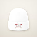 Wicker Park Chicago Embroidered Cuffed Beanie, Red Thread, front view