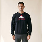 Model wearing the Windy City Hoops Crewneck in Black