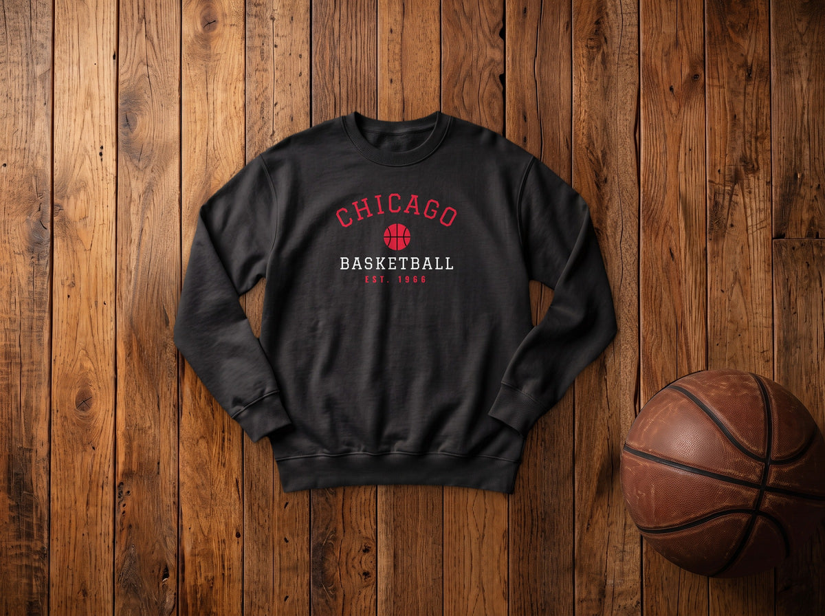 Kids Chicago basketball crewneck, Est. 1966, Black