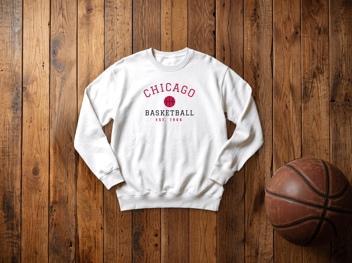Kids Chicago basketball crewneck, Est. 1966, White