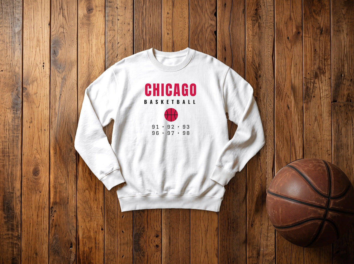 Kids Chicago basketball 91-98 crewneck, White