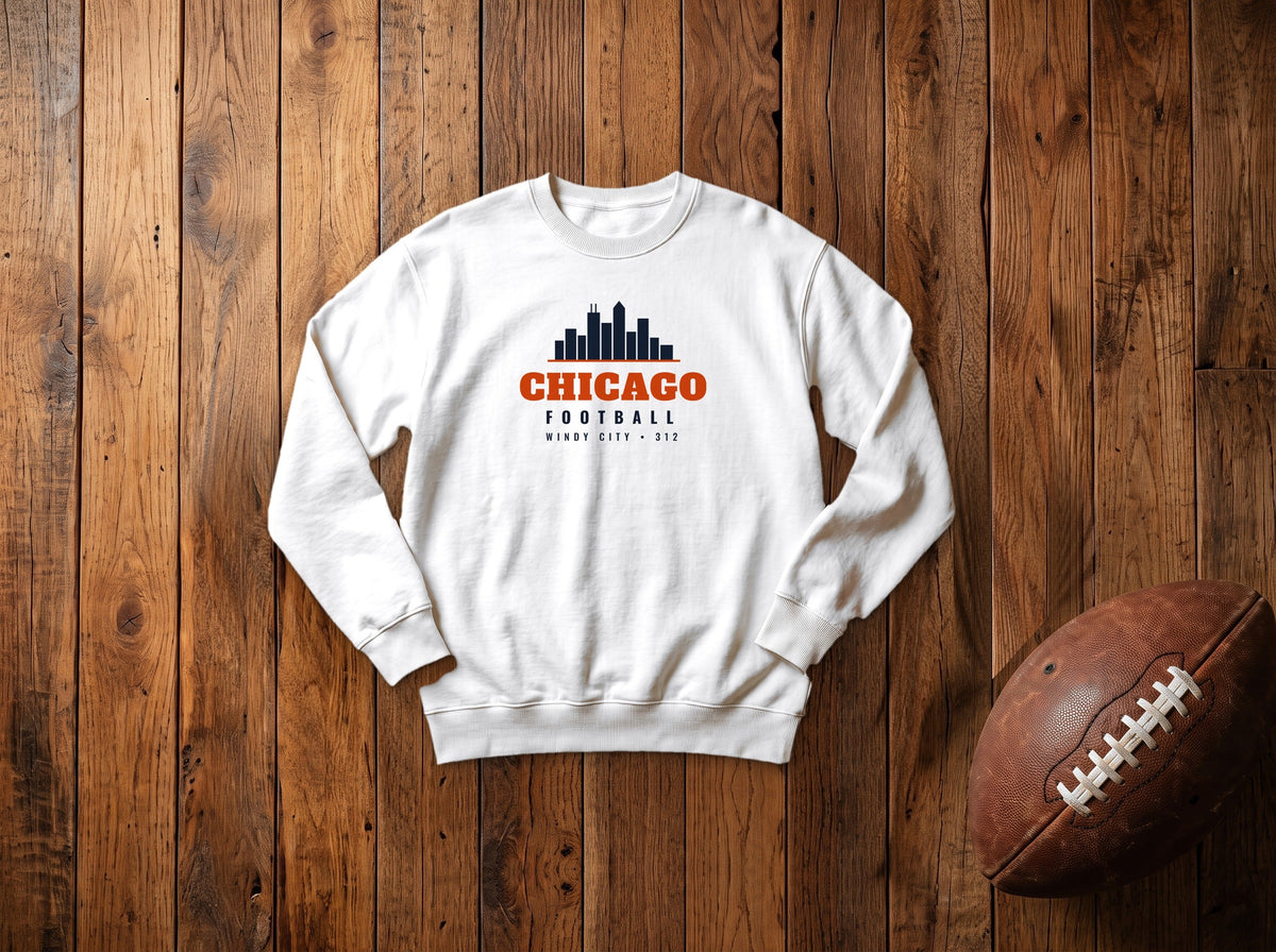 Kids Chicago skyline football crewneck, White
